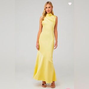 Yellow Significant Other Lana Cowl Neck Satin Dress